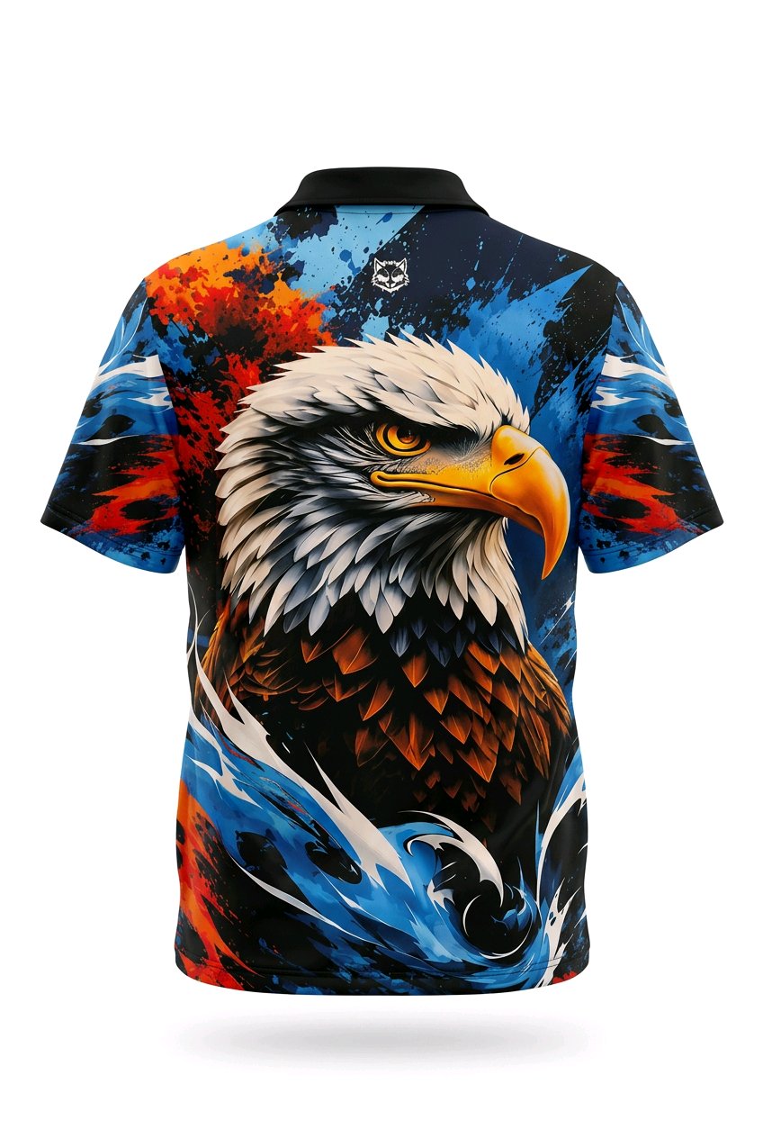 Eagle Print - Men's Polo Shirt with Half-Zip|210GSM