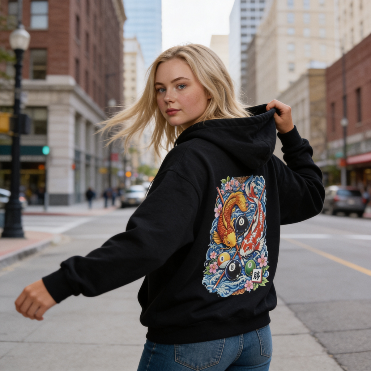 Koi Fish Hoodie (Without Rhinestone Drawstring