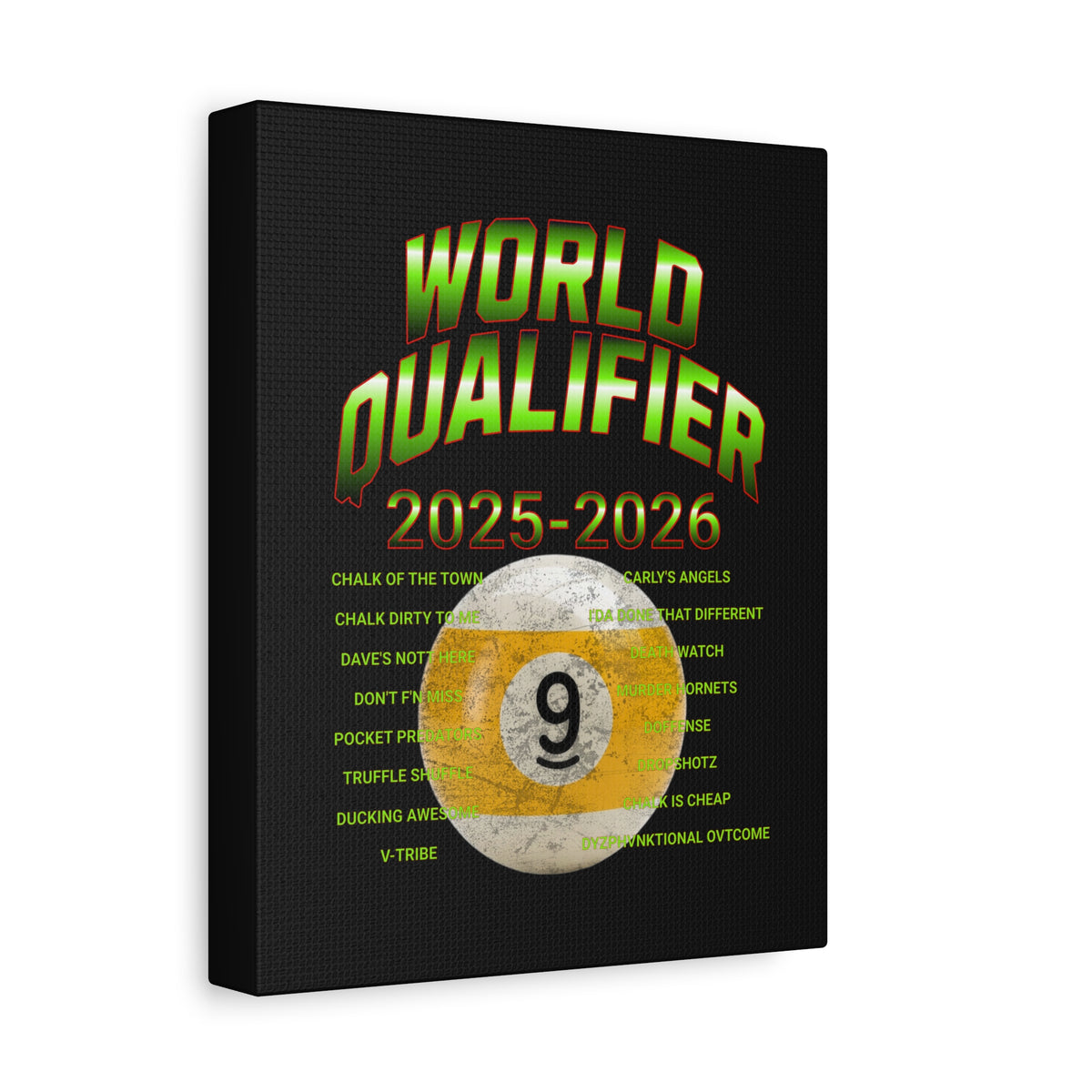 World Qualifier 9-Ball (2025–2026) Canvas Art — 9-Ball Billiards Poster