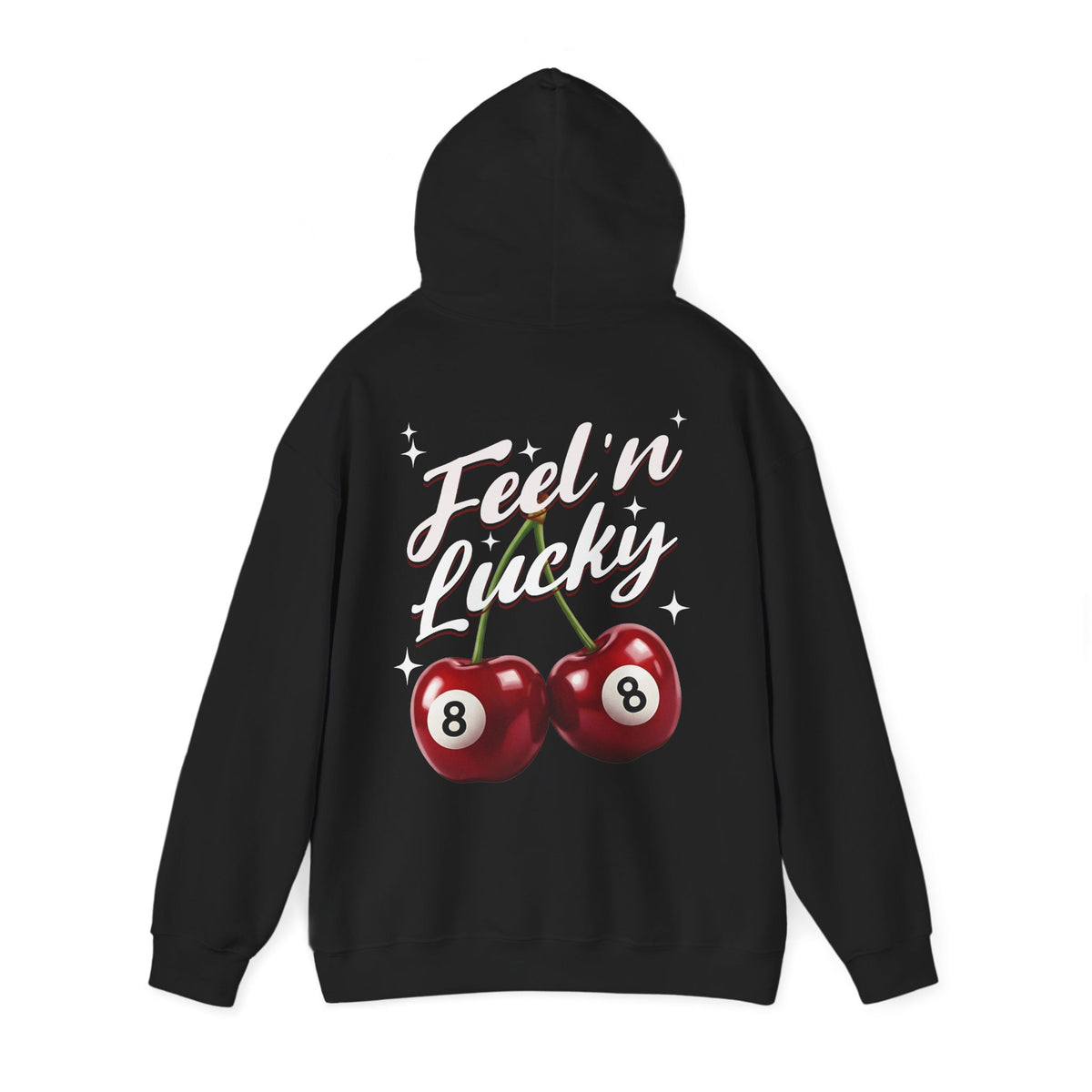 Cherry 8-Ball Hoodie – “Feel n' Lucky” Retro Graphic Hooded Sweatshirt