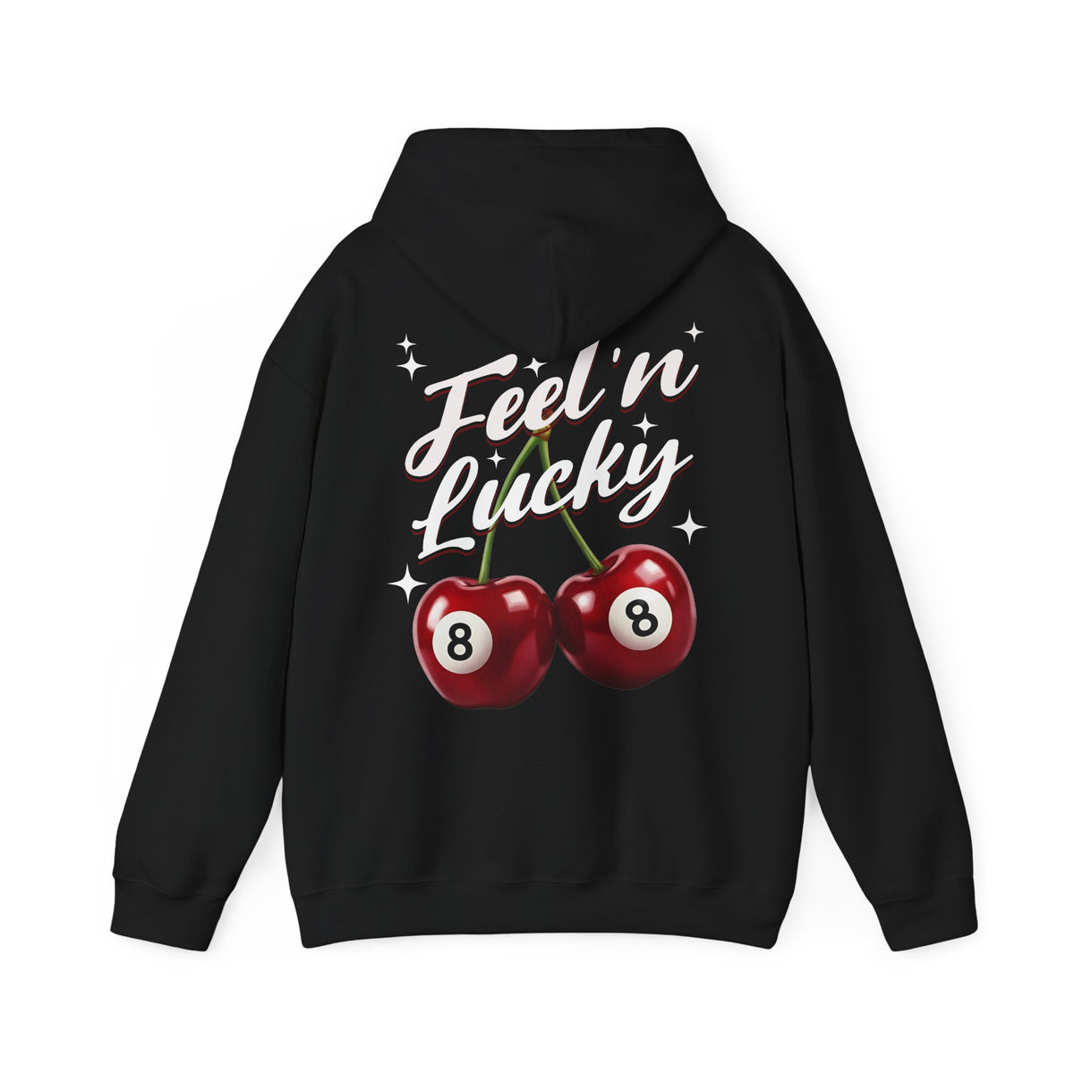Cherry 8-Ball Hoodie – “Feel n' Lucky” Retro Graphic Hooded Sweatshirt