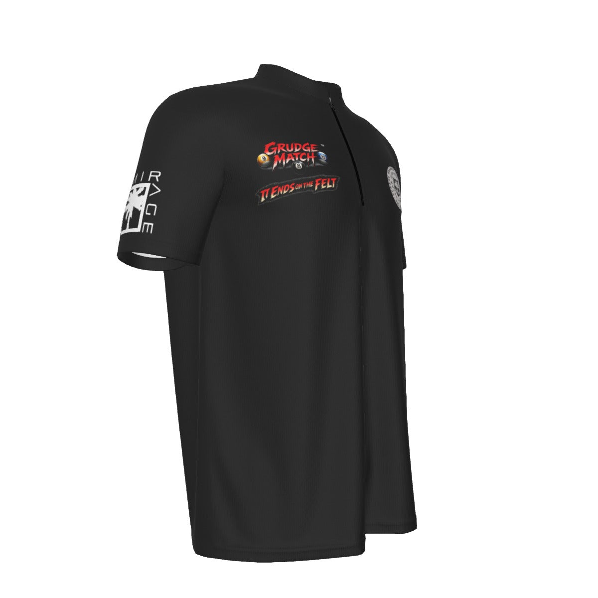 GRUDGE MATCH (Black) - Men's Quarter Zip with Blade Collar (Some Stretch)