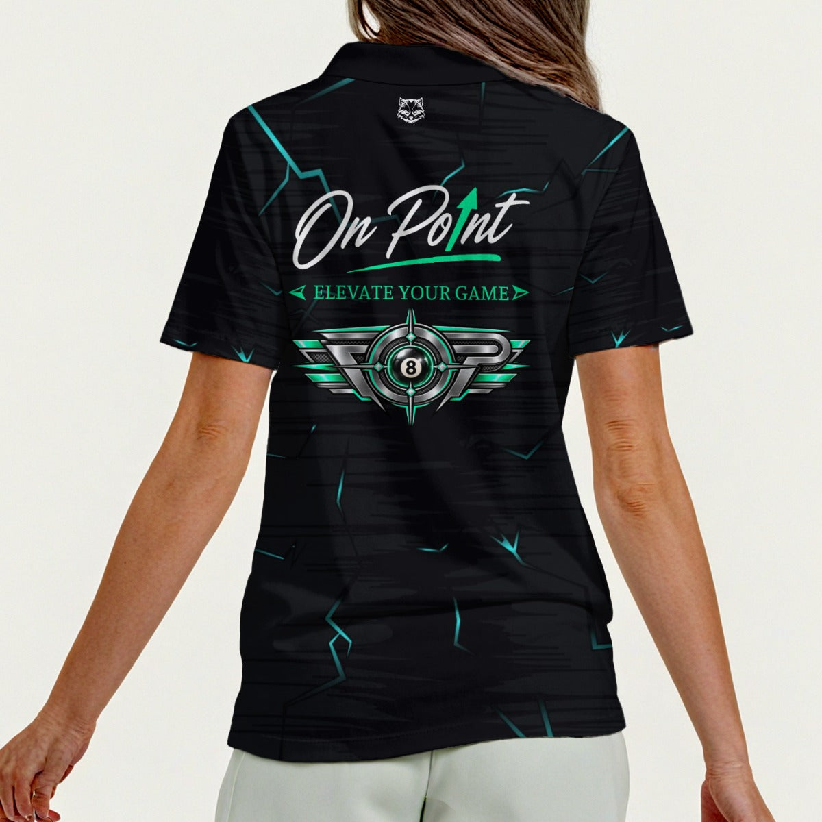 On Point (Breaking Point - Teal) - Women's Zip Polo Shirt with Short Sleeve