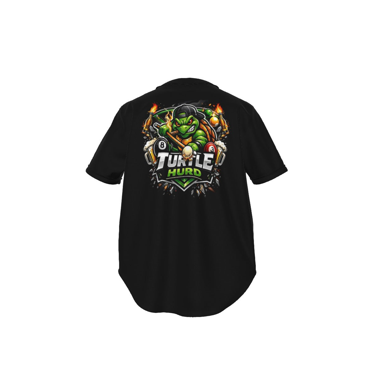 TURTLE HURD Team Jersey - Men's Short Sleeve Baseball Jersey with Pinstripes