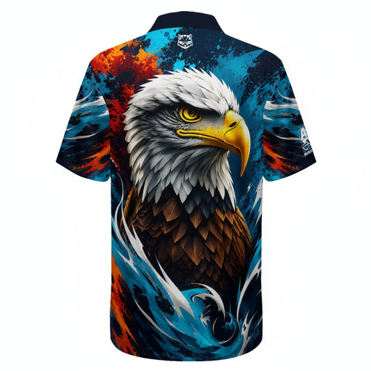 Eagle Print - Men's Polo Shirt with Half-Zip|210GSM