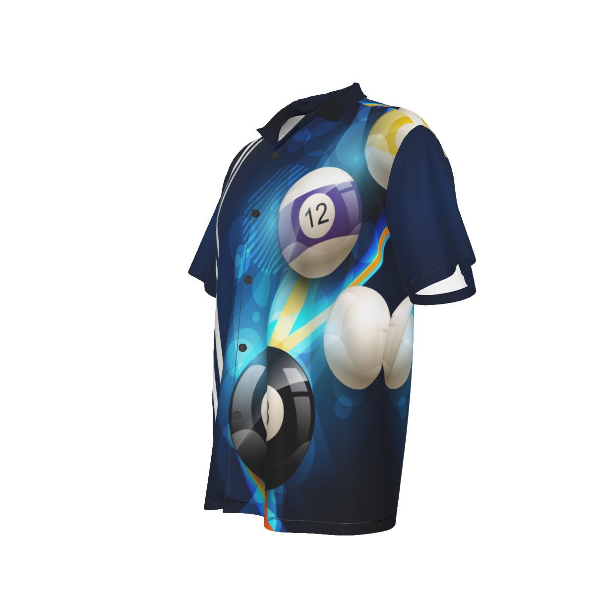 Billiards Hawaiian Shirt – 8 Ball & 12 Ball Pool Design, Blue Button-Up Summer Shirt