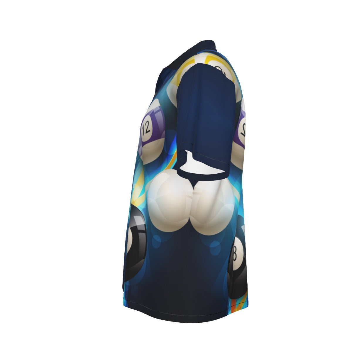 Billiards Hawaiian Shirt – 8 Ball & 12 Ball Pool Design, Blue Button-Up Summer Shirt