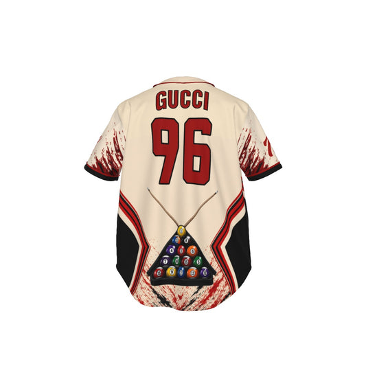 GUCCI - Men's Short Sleeve Baseball Jersey with Pinstripes