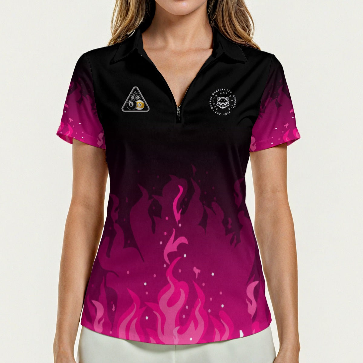 On Point Women's Zip Polo Shirt with Short Sleeve