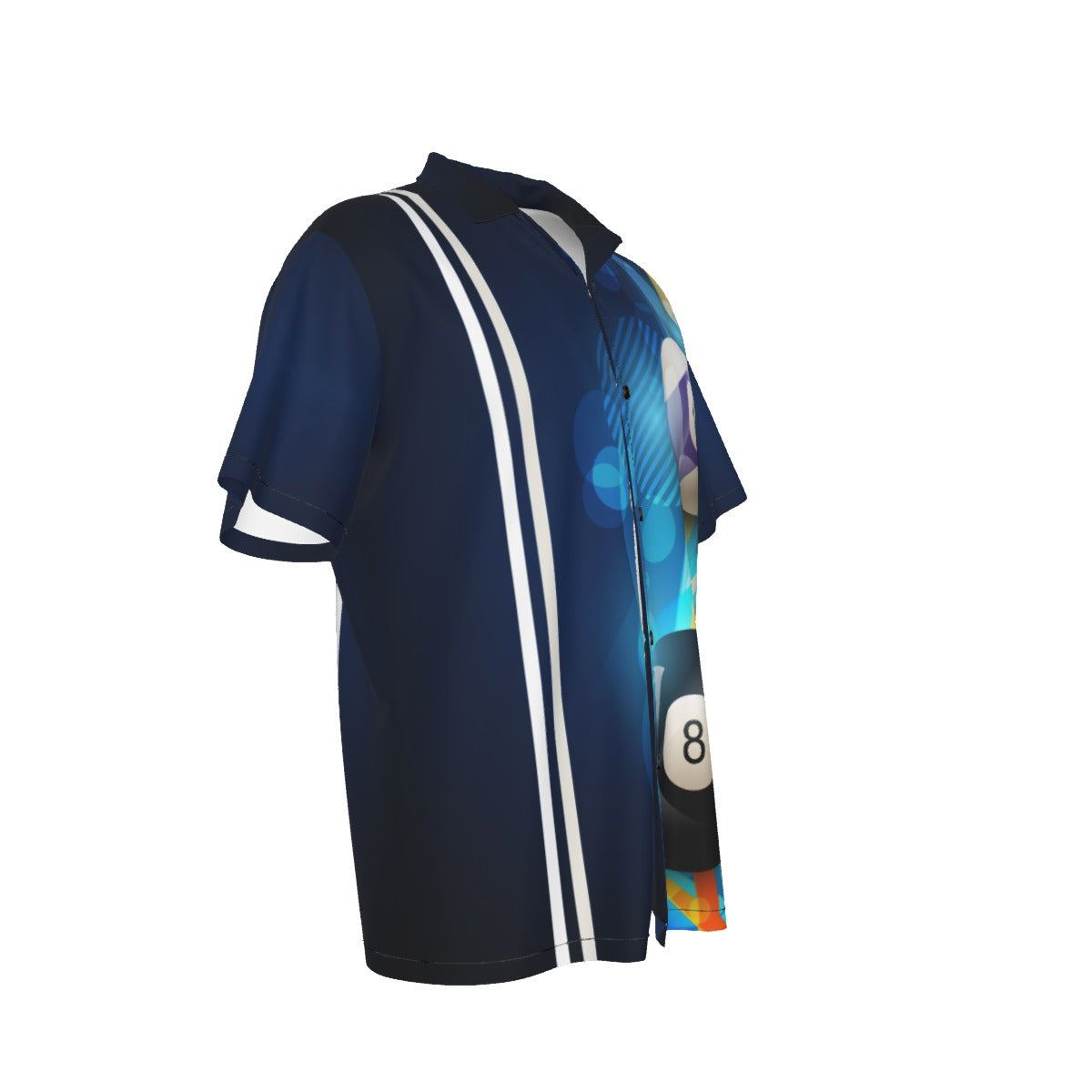 Billiards Hawaiian Shirt – 8 Ball & 12 Ball Pool Design, Blue Button-Up Summer Shirt