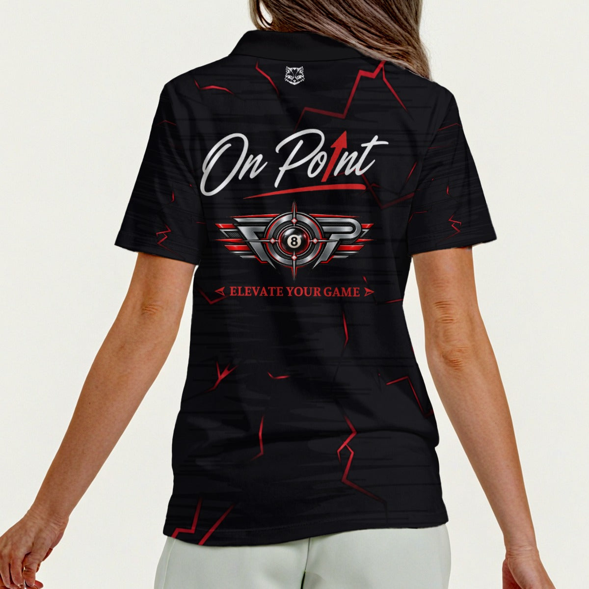 On Point (Breaking Point - Red) - Women's Zip Polo Shirt with Short Sleeve