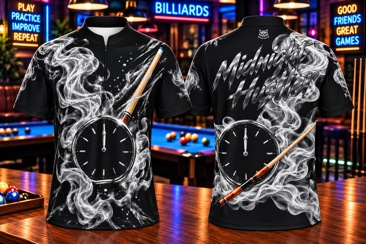 Midnight Hustler (RB Designs) - Men's Polo Jersey with Quarter Zip and Blade Collar