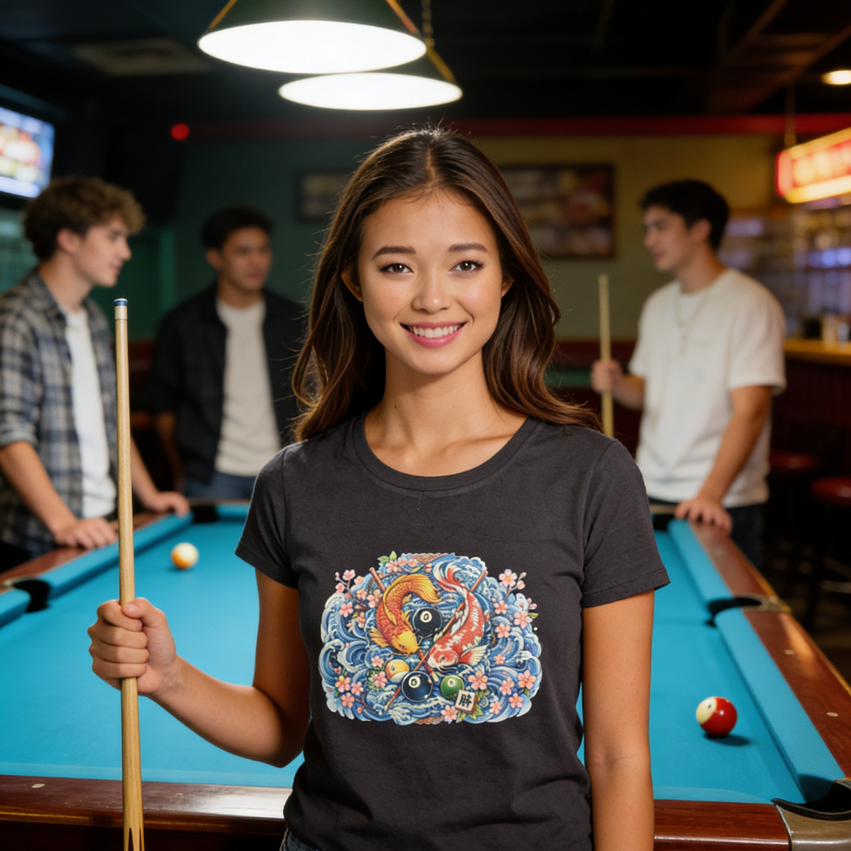 Koi Fish Print - Woman's Short Sleeve Crew Neck 'T-Shirt'