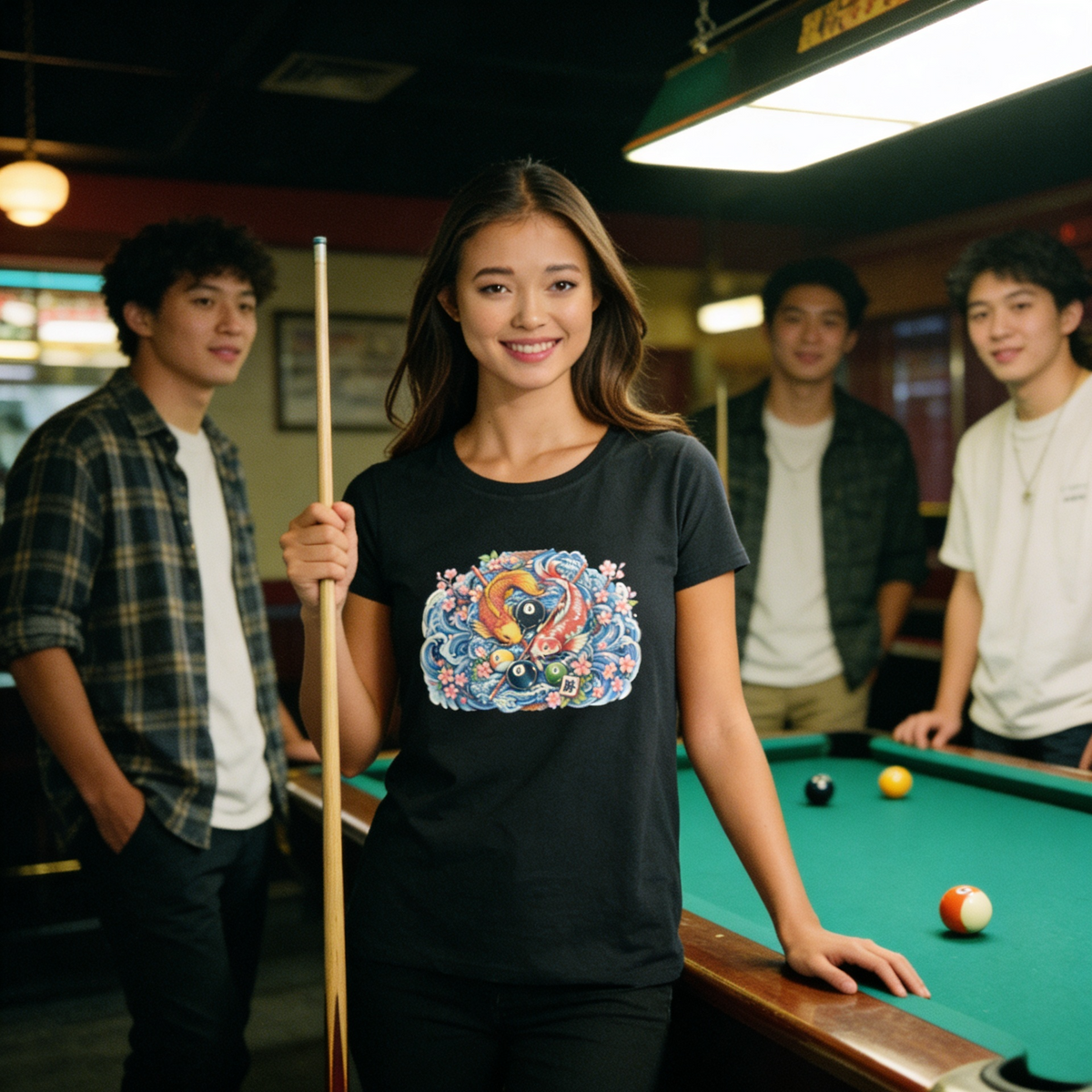 Koi Fish Print - Woman's Short Sleeve Crew Neck 'T-Shirt'