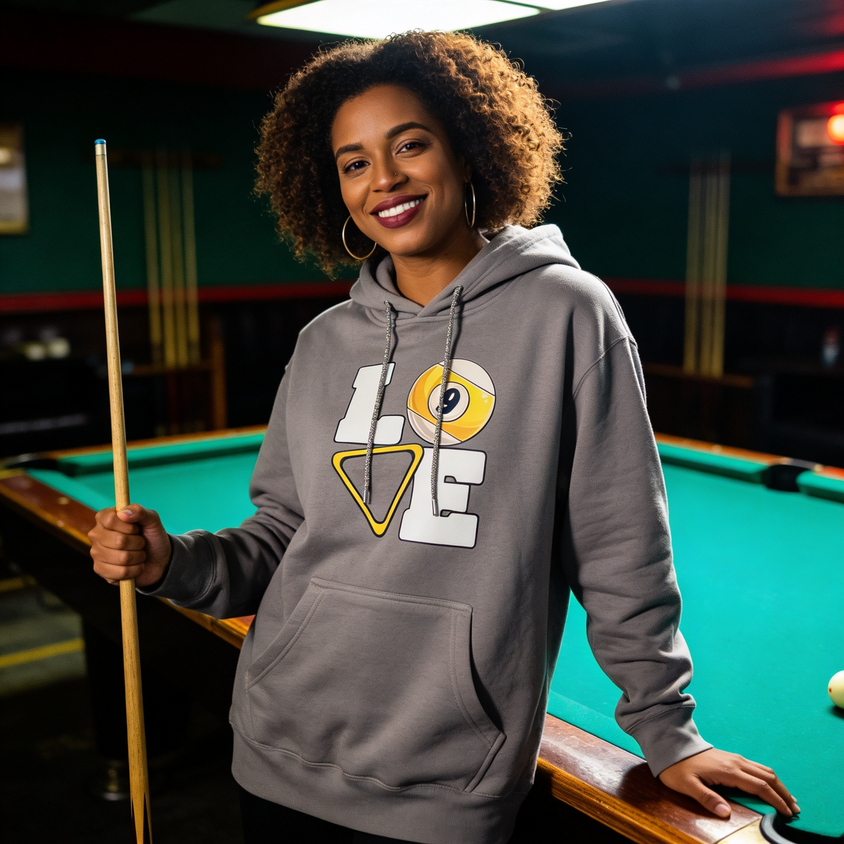 Love 9-Ball Hoodie w/Silver "Bling String" (Rhinestone Hoodie Drawstrings)