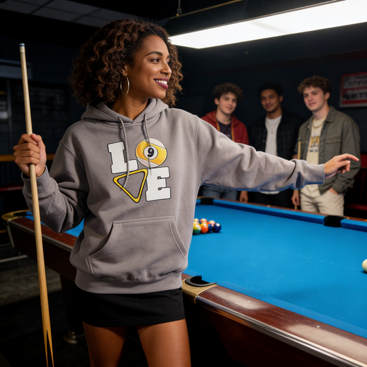 Love 9-Ball Hoodie w/Silver "Bling String" (Rhinestone Hoodie Drawstrings)