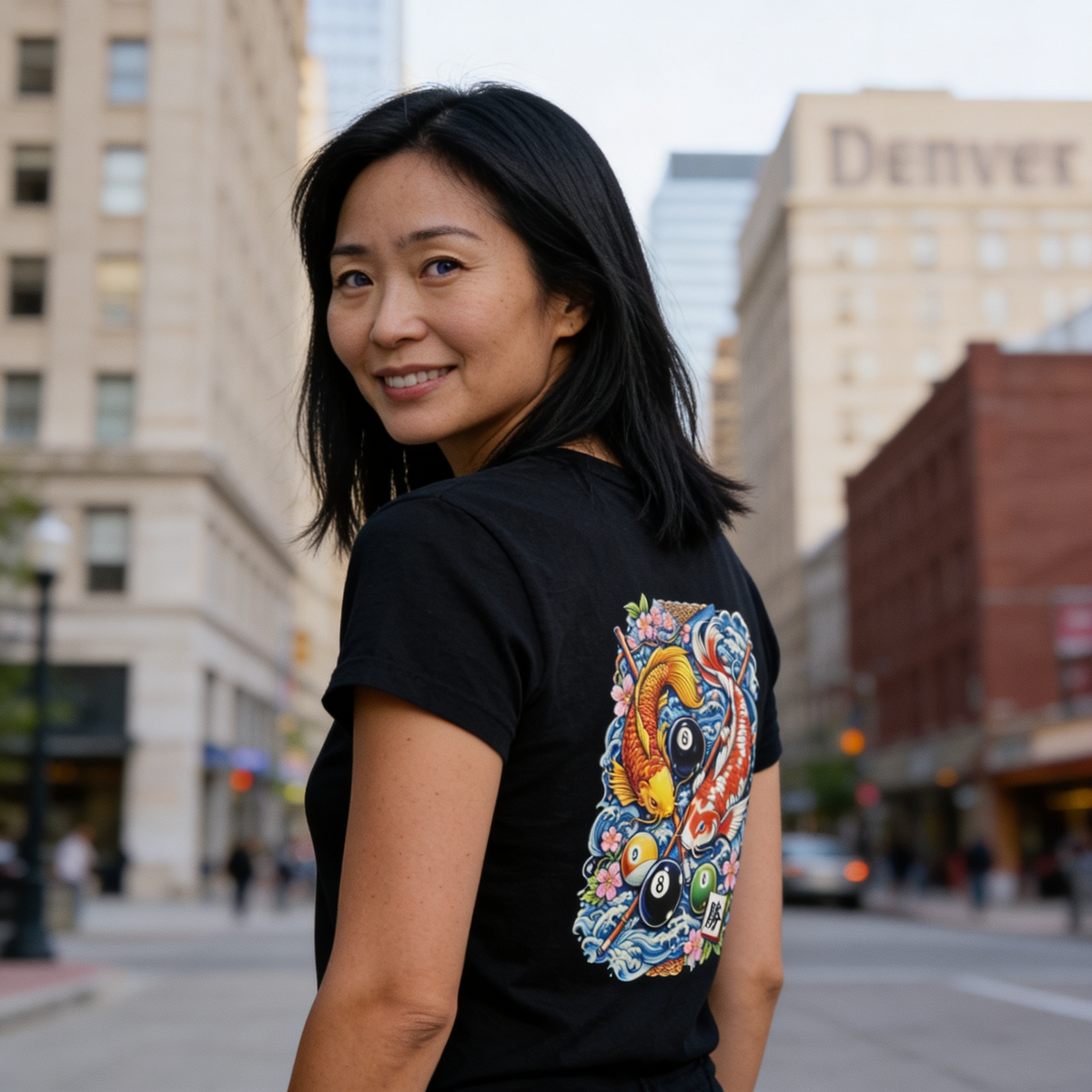 Koi Fish 8-Ball (Bright Colors) - Woman's Crew Neck